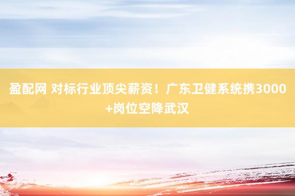 盈配网 对标行业顶尖薪资！广东卫健系统携3000+岗位空降武汉